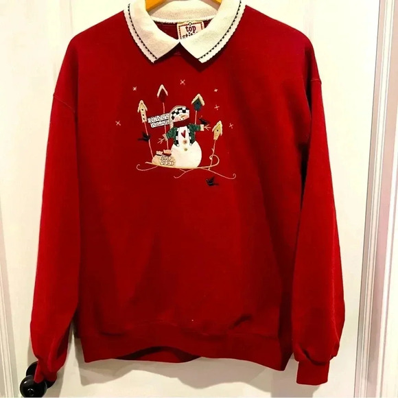 Vintage Snowman Snow Bird Winter Christmas Sweatshirt XL - Picture 1 of 8